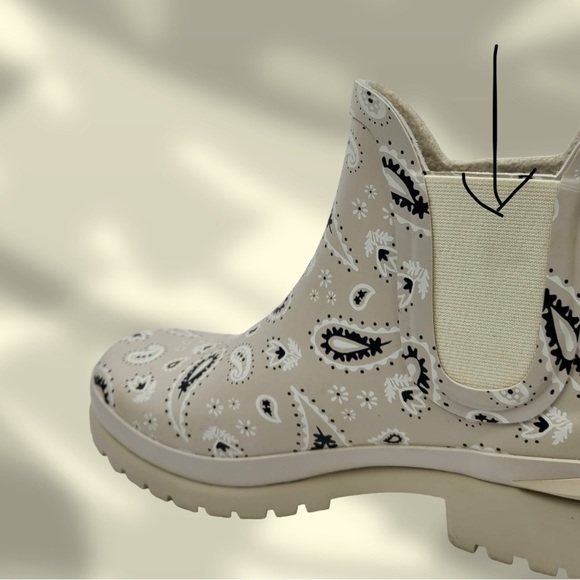 Keds Rowan Beige Bandana Print Short Rain Boots - Picture 5 of 10